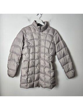 Eddie Bauer Women's Size M Puffer Down Full-Zip Jacket Silver Toned